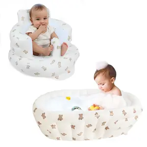 Baby Inflatable Seat & Bathtub with Built-in Pump, 3-36M Support Sofa & Portable Bath Tub, Baby Christmas gift(2-Pack)