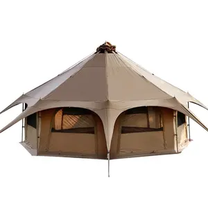 TOMOUNT Canvas Tent 8-Person Yurt Tent with Stove Jack Bell Tent for Camping Luxury Glamping Yurt Tent 16.4Ft Dia LANDRAGON