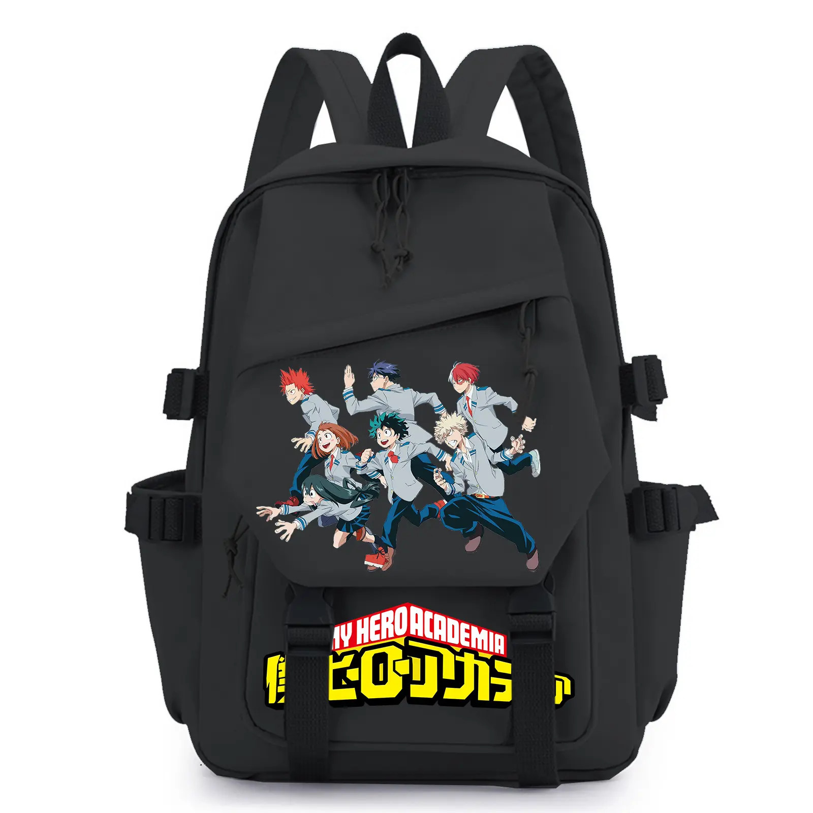 My Hero Academia Cartoon Character Casual Printed Backpack - Durable Fashion Daypack for Adults (11.8inx16.5inx9in), Black, Ideal Gift for Loved Ones, Backpack For College, Water Resistant