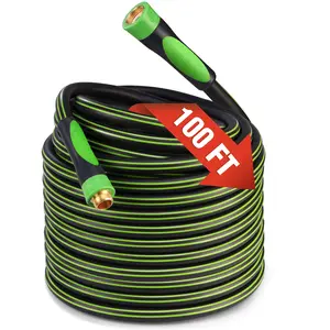 #fathersdaygift WORKPRO Hybrid Garden Hose 5/8 in.x 100ft, Water Hose Heavy Duty, Flexible, Lightweight Hybrid Rubber Hose with Rotary Handle, 3/4" Solid Brass Fittings, Outdoor Watering Hose for Lawn, Garden & Yard