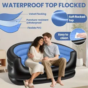 Double-Size Inflatable Mattress & Sofa — Inflatable Two-Person Chair for Adults — Foldable Inflatable Lounge Chair, Ideal for Outdoor Camping and Leisurely Relaxation