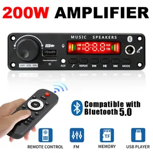 NEW 200W  Amplifier Bluetooth DIY MP3 WAV Decoder Board DC 12V 100W  Wireless Car USB MP3 Player TF Card Slot USB FM with Mic