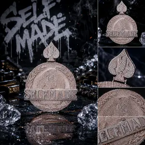 2029  Selfmade Spade Top Disc Pendant | Blinged-Out 3D Flooded Statement Charm with Initials for Hip Hop Hustler Vibe tiktokshopspringglowup Accessory summerwins