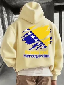Men's Bosnia and Herzegovina Print Hoodie, Fall & Winter Casual Fitted Long Sleeve Sweatshirt, Fashion Daily Wear Clothing