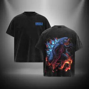 Godzilla King of the Monsters Vers Gojira Washed TShirt Hoodie Sweater Monster Vers Toho Vers Menswear Gift for movie fans Top Apparel Classic Oversized Seamless Simple Straight Man Clothes Cotton designer shirts
