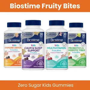 Biostime Kids Fruity Bites Gummies | Includes Probiotics and Essential Vitamins for Kids (Ages 4+) | No Added Sugar | Free from Top 9 Allergens