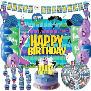 Video Game Themed Birthday Party Decorations 2026 Upgraded Supplies - Happy Birthday Banner Backdrop Balloons Hanging Swirls Cake Topper Cupcake Toppers Stickers - Decor Stuff Favor