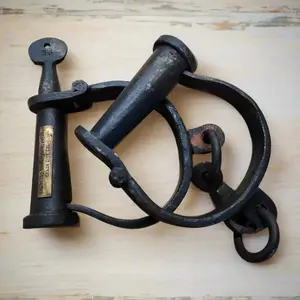 Colorado Prison Cast Iron Handcuffs with Brass Tag