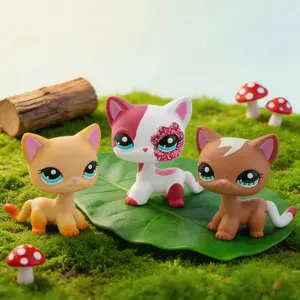 3pcs Mini Shorthair Cat Doll Decoration,Bobble Head Collectible Doll Decoration,Mini Pet Shop Decoration,Birthday Halloween Christmas Ornament