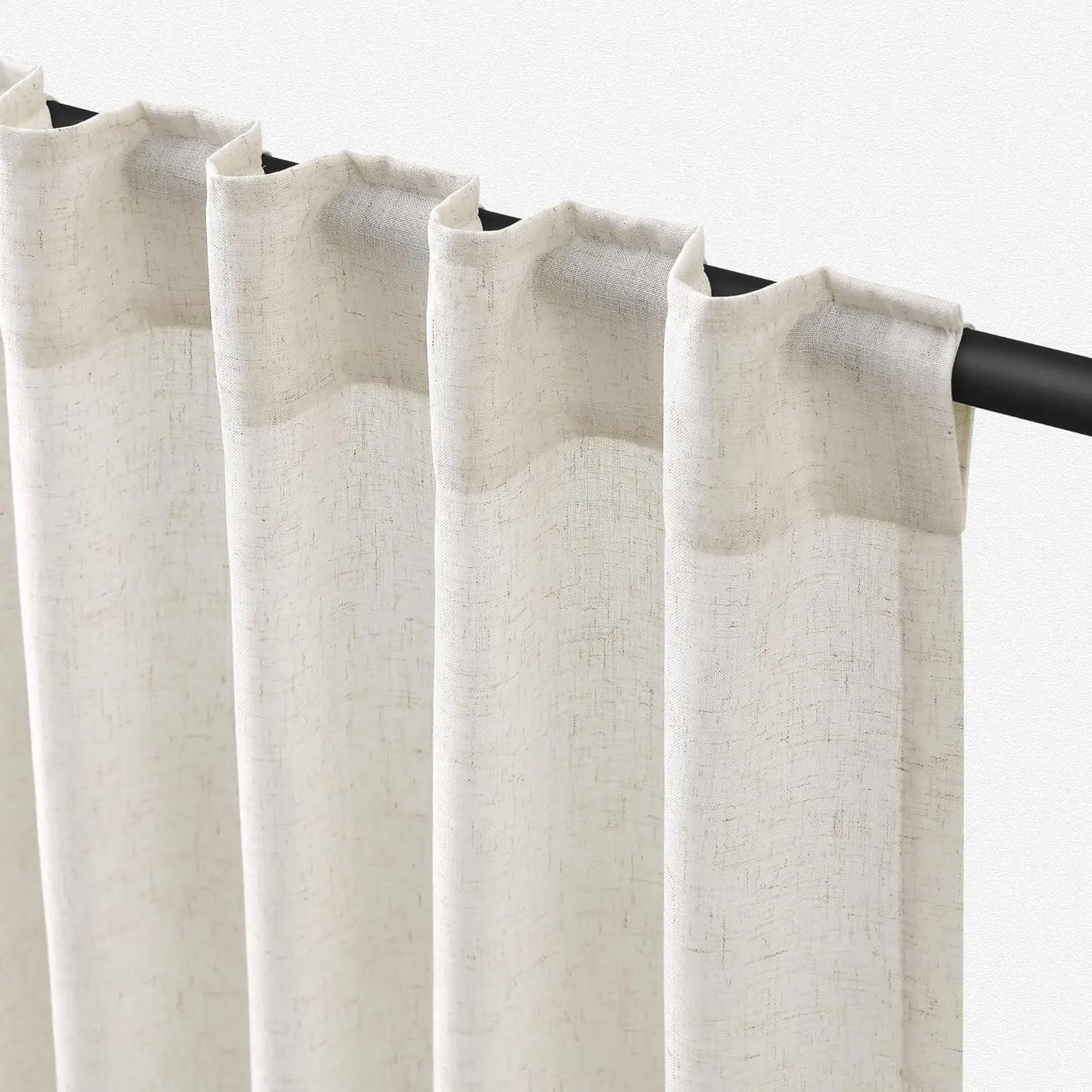 96 inch Long Linen Curtains 2 Panels Set for Living Room Back Tab Ivory Cream Semi Sheer Curtain 96 inches Long Boho Modern Light Filtering Linen Drapes Floor to Ceiling Length 8 FT