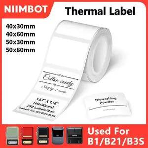 Niimbot B1 Thermal Label Paper, Waterproof UV-Resistant Self-Adhesive Roll, Compatible with B1 B21 B3s Printers, Barcode Qr Code Labels, Direct Thermal Labels, Direct Thermal Sticker, Labels for Printers