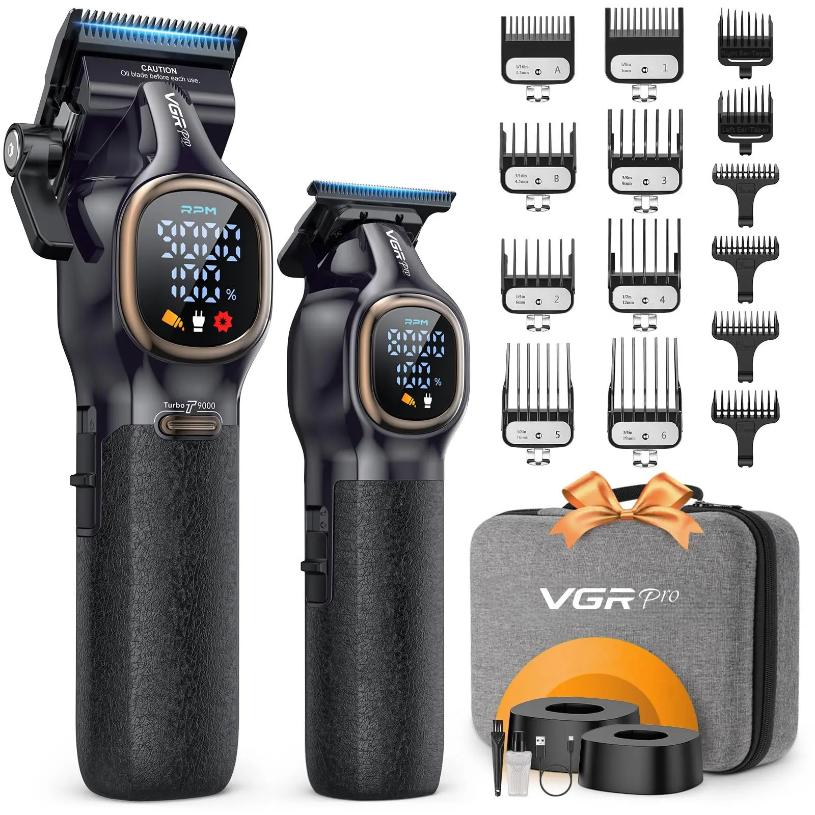 VGR Professional Hair Clippers for Men, Professional Barber Clippers and Trimmer Set, Cordless Hair Clippers for Hair Cutting with Package Case, Powerful 9000 PRM Rechargable Electric Clippers #SummerWins#DealsForYouDays