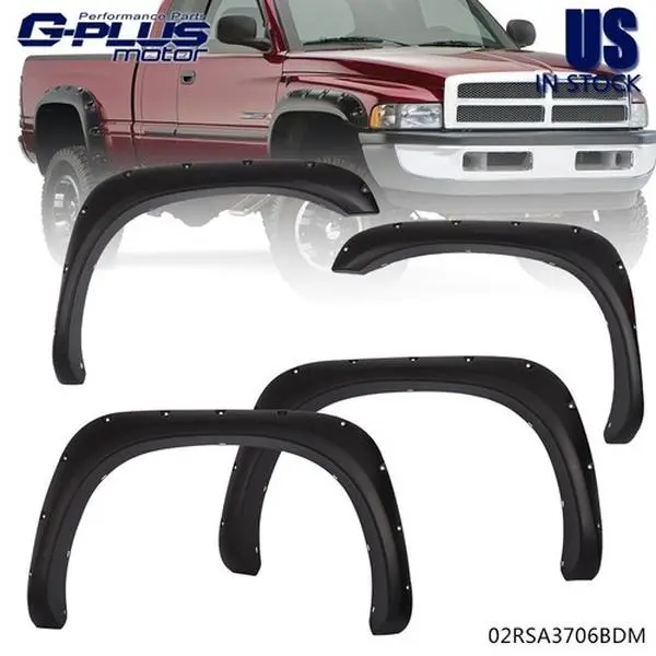 GPLUS Polypropylene Rivet-Style Pocket Fender Flare Mud Flaps - 4-Piece Vehicle Protector with Bolts Included for 02-08 Ram 1500, 03-09 Ram 2500/3500 Trucks, Ram Trucks