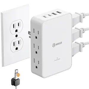 HONIZER Ultra-Slim Wall Outlet Extender with 6 AC Side Outlets, Flat Plug Outlet Splitter with 20W PD USB C, Surge Protector for Home Improvement,Tight Spaces Behind Couches, Beds & Desks