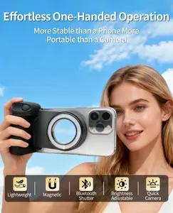 3-in-1 Magnetic Phone Camera Grip MagSafe Remote Control Steady Grip Bluetooth Universal Phone Brilliant Light Perfect Shorts  One Hand Operate Adjustable Temperature