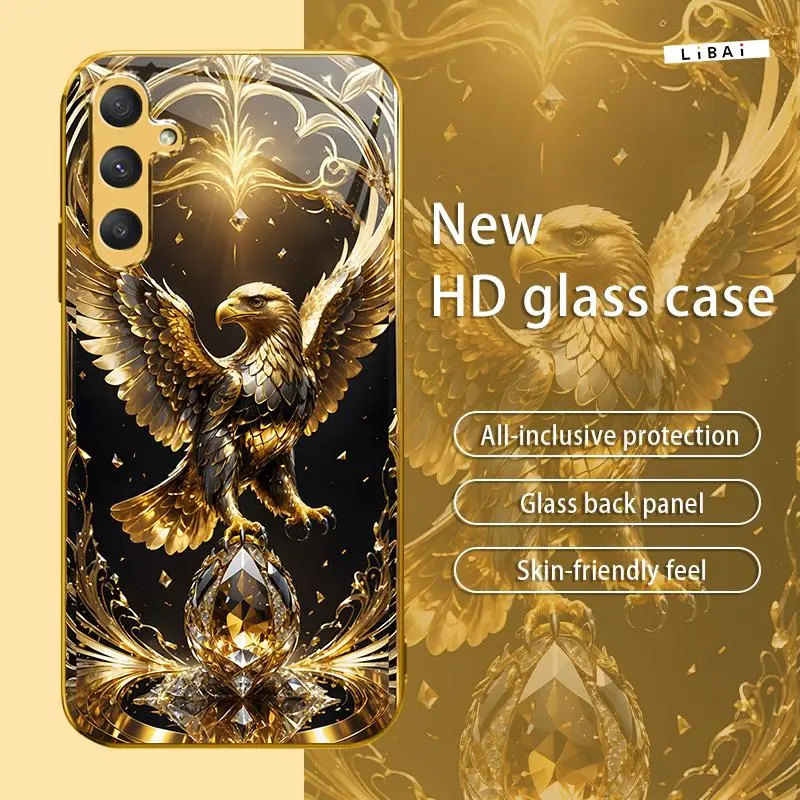Suitable for [Galaxy A16 5g] New electroplated glass gold eagle mobile phone case simple explosion-proof mobile phone case affordable anti-drop anti-fingerprint 995