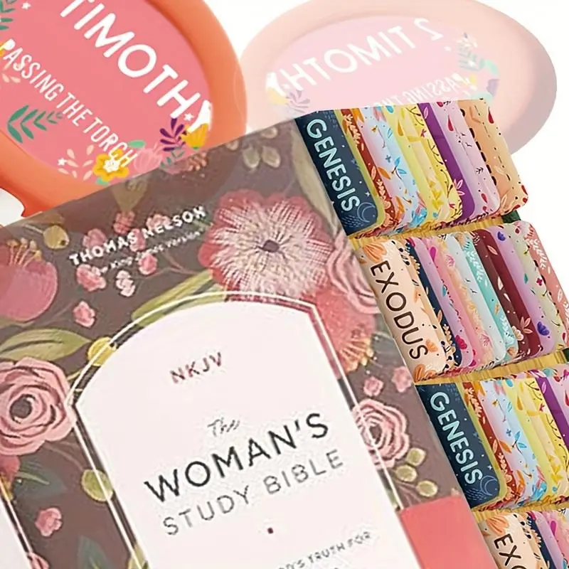 Bible Tabs with Book Summaries, 5 Sheets Large Print Laminated Bible Tabs, Bible Tabs for Women Study Bible, Bookmarks, Book Accessories