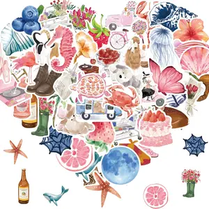 Cute Colorful Sticker, 50pcs/set Waterproof Self Adhesive Decor Paper, Decor Sticker for Gift Greeting Card Water Bottle Laptop Phone, Ornaments