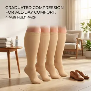 3 Pairs Plus Size Compression Socks for Women and Men - Wide Calf Extra Knee High Support Socks for Circulation, Edema, Varicose Veins, Travel, Nursing, Athletic Performance, Comfortable Breathable Medical Grade Stockings