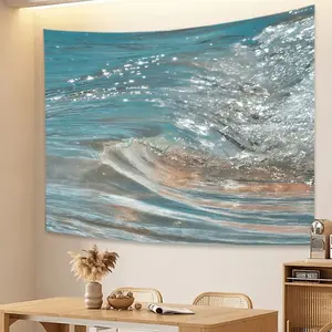 Ocean Wave Pattern Tapestry, 1 Count Abstract Tapestry, Wall Hanging for Bedroom & Living Room Decor, Beach Theme Decor, Home Wall Decor