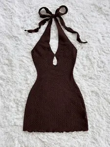 Women's Casual Vacation Tropical Style Elegant Strapless off Shoulder Backless Mini Dress, Summer Fashion Party Wear Womenswear