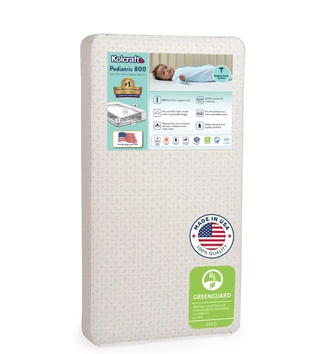 Kolcraft Pediatric 800 Extra Firm Ultra Deluxe Crib Mattress and Toddler Mattress, 80 Coil White