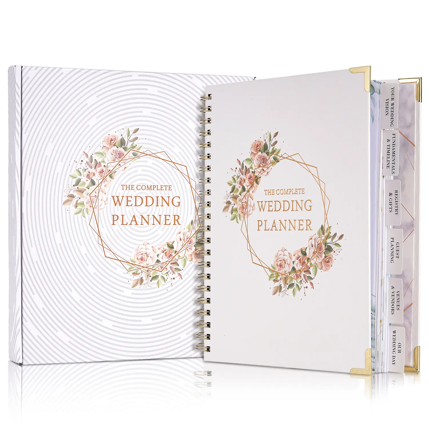 Gold Leaf Hard Cover Photo Album - 188 Pages Wedding Planner with Metal Corners, 6 Inner Pockets, Countdown Calendar Organizer (Gold Photo Albums for Home Decor), Hard Cover Photo Albums