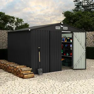 Garvee 8X10 FT Metal Storage Sheds Outdoor, Metal Yard Sheds Garden Shed Kit, Tool Shed with Lockable Door, Utility Sheds Buildings with Air Vent for Backyard Garden Patio Lawn