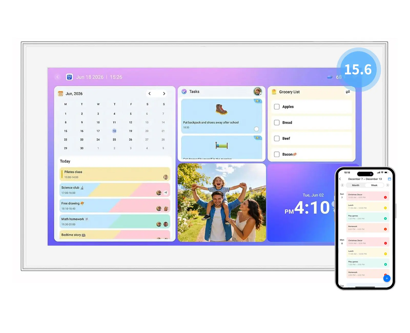 Digital Calendar, 15.6 Inch & 21.5 Inch & 10.1 Inch Wall Planner Electronic Calendar & Chore Chart, Smart Touchscreen Interactive Display for Family Schedules, Great for Organizing Your Routines backtoschool