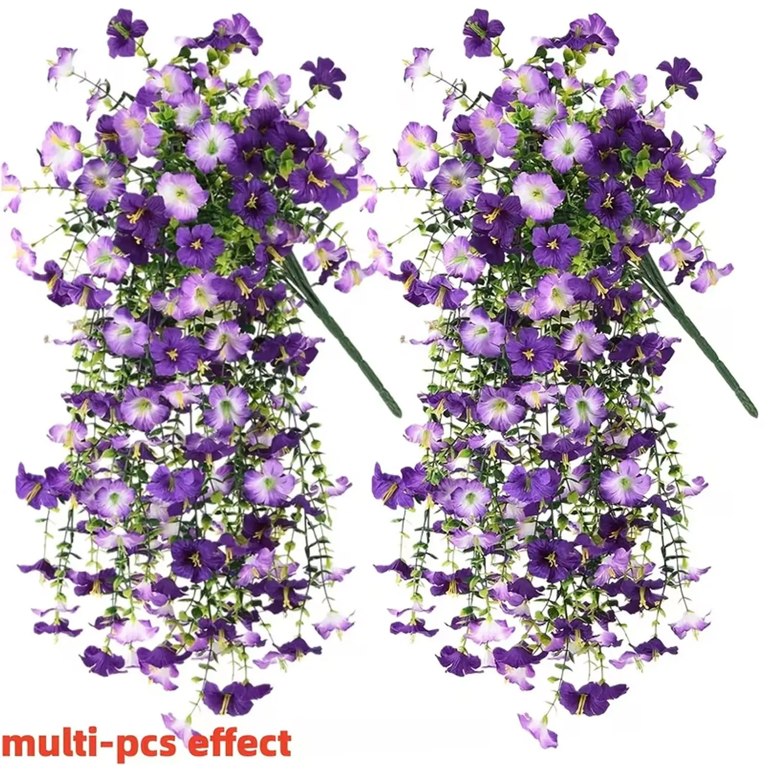 4 sets of artificial hanging flowers and plants, Artificial Flower Arrangements, Artificial Flower Decorations, violet vine, resistant to ultraviolet rays, suitable for homes, gardens, indoor or outdoor, for decoration (double purple)