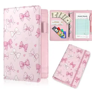 Pink Server Book with Zipper Pocket for Waitresses and Waiters