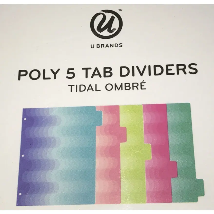 Poly Tab Dividers U-Brands 5ct Patterned AS SHOWN MULTI COLORED Ombre