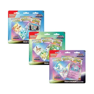 Prismatic Tech Sticker Collection Featuring Eevee Evolutions Leafeon Glaceon Sylveon Foil Promo Card Tech Sticker Sheet and 3 Booster Packs from Scarlet & Violet Expansion