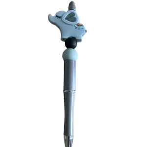 Handmade Gray Elephant Beaded Writing Pen - Writing Tools & Supplies