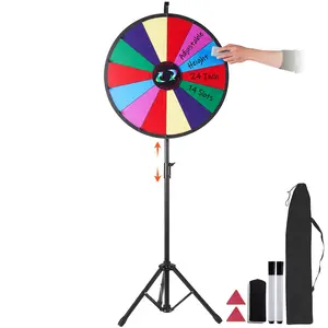 VEVOR  24 inch Spinning Prize Wheel, 14 Slots Spinning Wheel with Height Adjustable Stand, Roulette Wheel with a Dry Erase, and a Storage Bag, Win Fortune Spin Games in Party Pub Trade Show Carnival