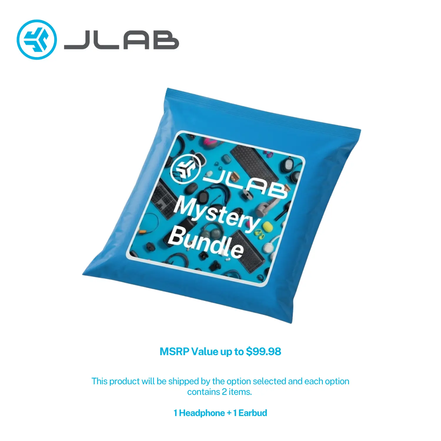 JLab Blind Bundle #1 Set - 1 Headphone + 1 Earbud, Mystery Bundle Audio JLab Blind Bundle #1 Set - 1 Headphone + 1 Earbud, Mystery Bundle Audio