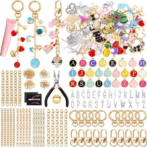 Wurosi 325Pcs Fashion Lip Gloss Keychain Making Kit - Includes 20 Keychain Clips, 25 Extender Chains, 118 Ornaments, 1 Jewelry Plier - Bag Accessory Supplies for Jewelry Making, Christmas Gifts