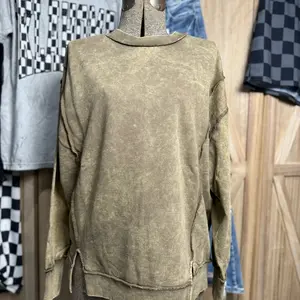 Exposed seam acid wash sweatshirt