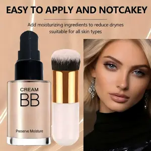 Women's Bb Cream Liquid Foundation Brush Set, Moisturizing Hydrating Isolation Concealer, Long-Lasting Flawless Radiant Finish Makeup Kit, Holiday Gift Idea