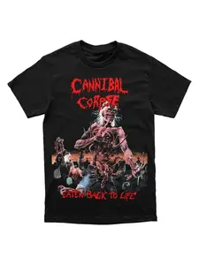 Cannibal Corpse Slaughtered At Birth, Punk Rock Print Round Neck T-shirt, Heavy Metal Band Short Sleeved Y2K Gothic Shirt Hot Selling