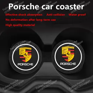 Porsche Car Cup Holder Mat Set for Porsche 911 & Macan, Non-Slip Design, Easy to Clean, Anti-Dust Protection, Durable Auto Accessory