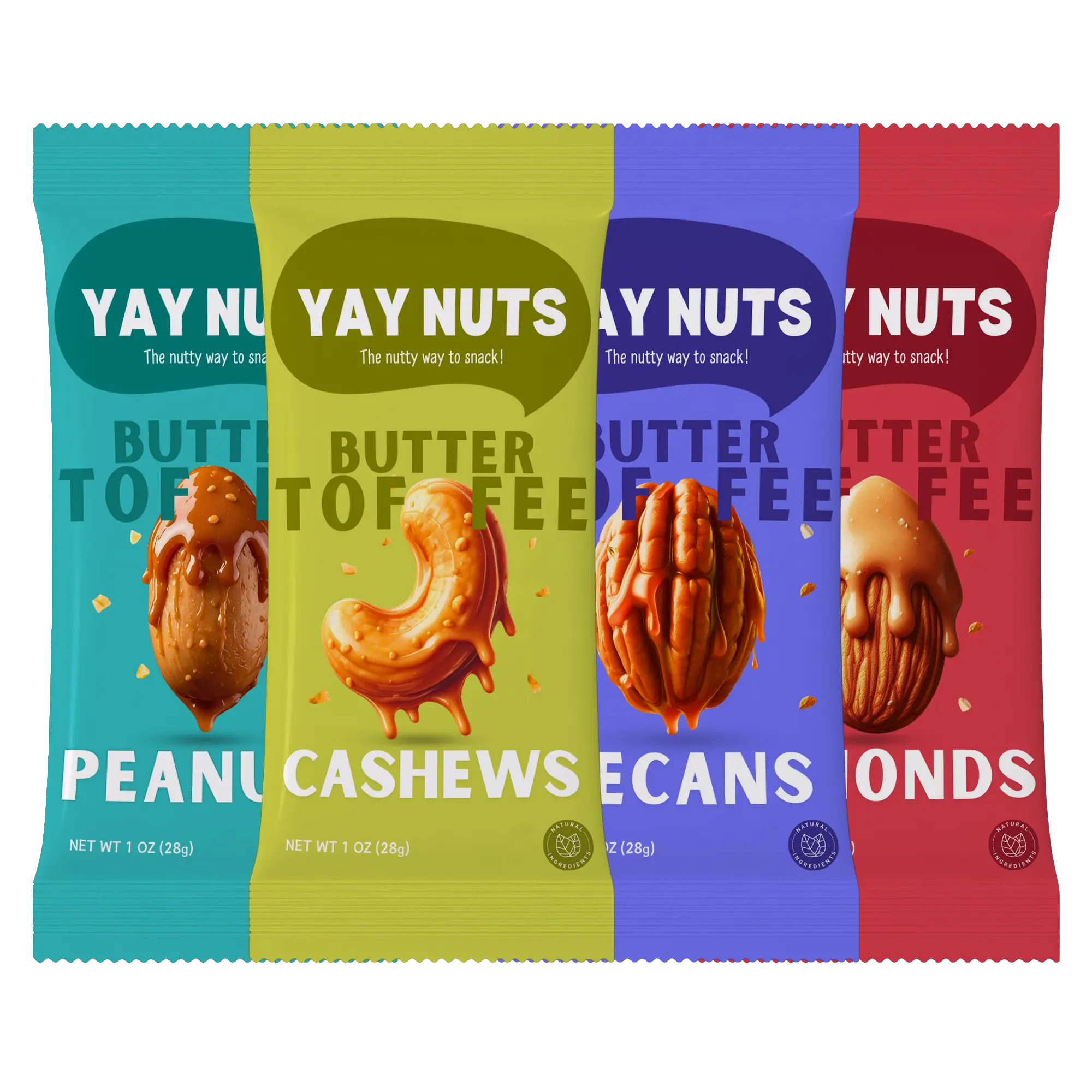 Yay Nuts Sampler Pack 4 Flavors -  Yay Nuts Snack Protein