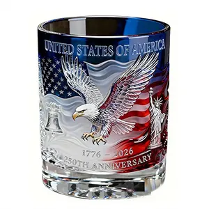 250th Anniversary Whiskey Bottle, U.s. Heritage Whiskey Glass, Old Fashioned Glass, Independence Day Commemoration, Perfect Gift for Birthdays & Father's Day