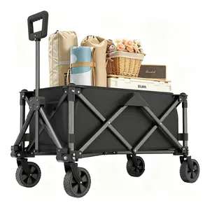 Heavy-Duty Foldable Utility Wagon 300lbs Capacity, Heavy Duty Beach Wagon, Shopping Carts with Wheels for Grocery, Camping, Shopping, Fishing, Garden Cart - Large Capacity Portable Outdoor Cart,#SummerWins#DealsForYouDays