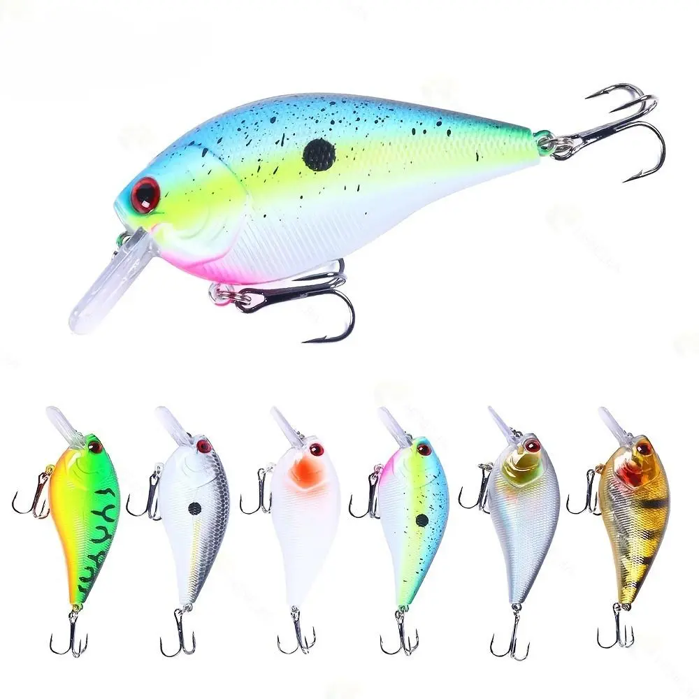 Artificial Fishing Lure, Fishing Tackle, Fishing Equipment, 6 Counts Shallow Diving Crankbait Lures, High-quality Artificial Wobbler Hard Baits for Catching More Bass & Pike, Fishing Stuff