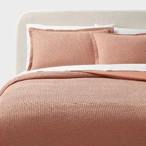 Twin/Twin Extra Long Washed Waffle Weave Duvet Cover and Sham Set Light Pink - Threshold