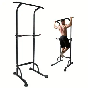 Power Tower Workout Dip Station Pull Up Bar, Height Adjustable Multi-Function Dip Stand for Home Gym, Strength Training Fitness Equipment
