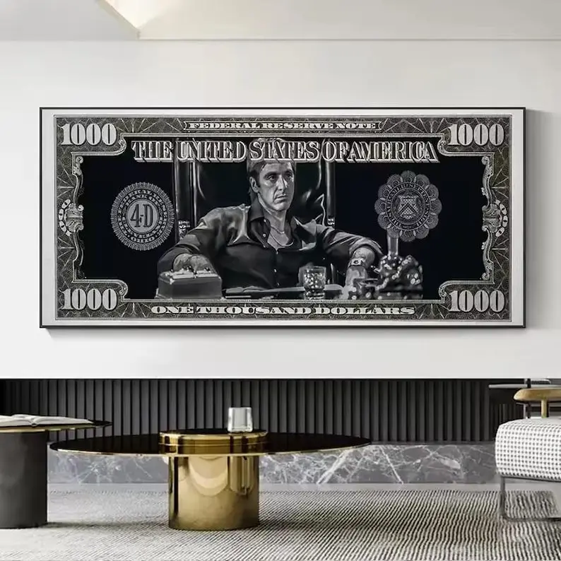 Classic Movie, Scarface Tony Montana Dollar Wall Art, HD Print Poster, Home, Living Room, Room Décor