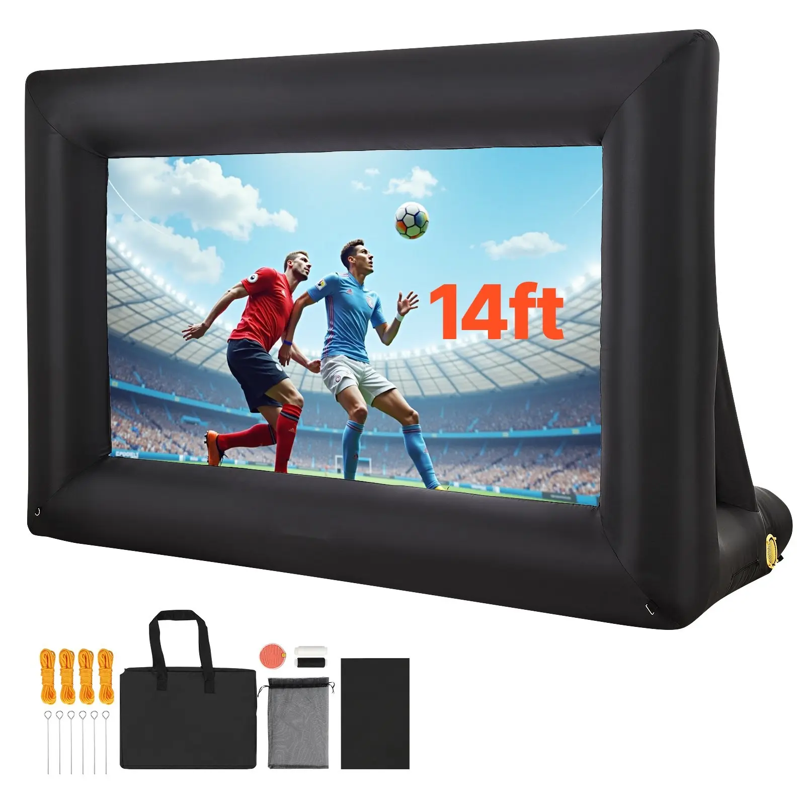14-Foot Inflatable Projector Screen With 120W Air Blower, Outdoor Inflatable Movie Screen In Oxford Fabric, Blow-Up Screen For Backyard, Patio, Outdoor Theater, Home Theater, Theme Parties, Quick Inflation, Durable And Portable