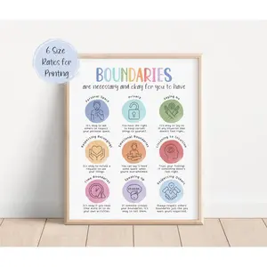 Vintage Boundary Setting Print Therapy Office Decor Mental Health Poster